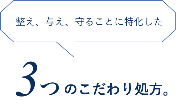 整え、与え、守ることに特化した 3つのこだわり処方。